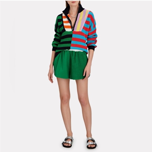 STAUD Striped Half-Zip Hampton Oversized Sweater Size-S - Picture 1 of 7